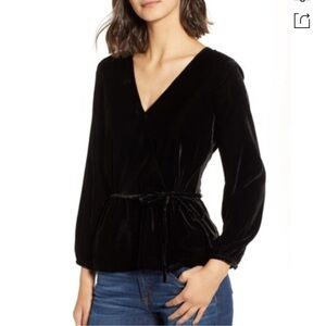 J. Crew Velvet Black Drapey Top Sz 2